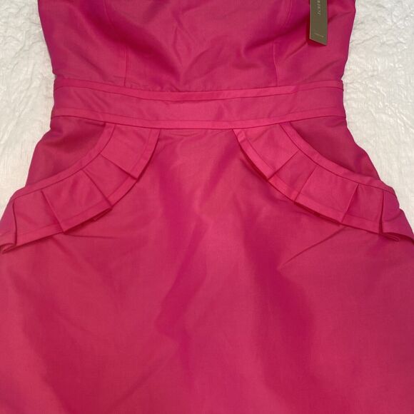 J Crew Mini Dress Size 2 Hot Pink Flamenco Pockets Lined Barbiecore Silk Cotton - Picture 3 of 15